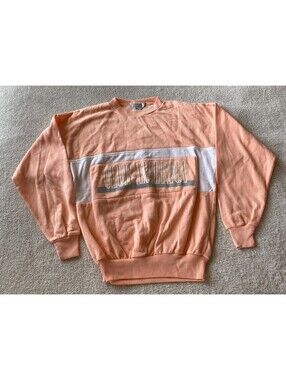 VTG Topson Downs Peach Club America Crewneck Sweatshirt Women's Medium 80s 90s